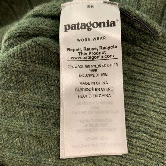 PATAGONIA Green Ribbed Wool Blend Pullover - Picture 8 of 9